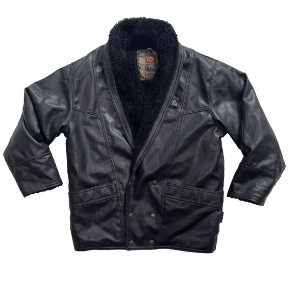 Capica Italy Shearling Black Biker Rocker Jacket Adult Faux Leather Bomber